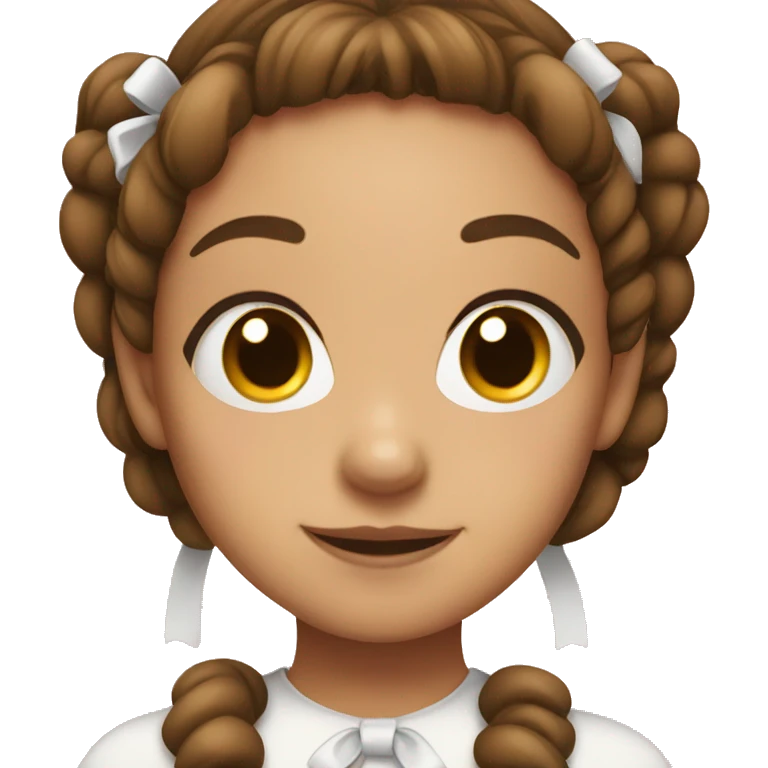Girl with brown pigtails and white bows emoji