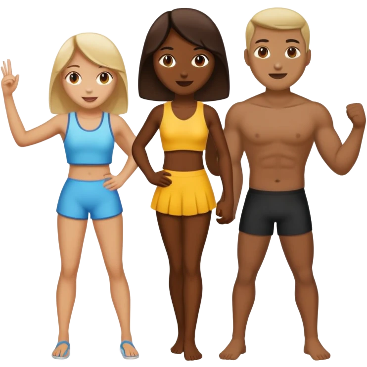 Tan girl beating up a dark guy, full body, girl winning  emoji