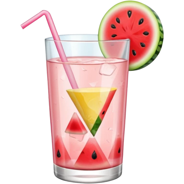 very light pink lemonade in glass with triangle chunk of watermelon on the rim with no straw emoji