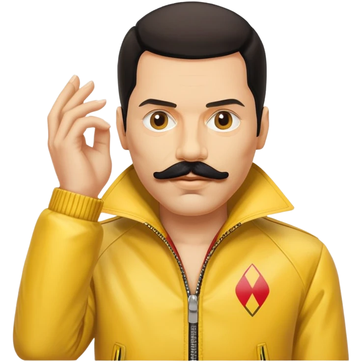 Freddie Mercury with mustache and yellow jacket emoji