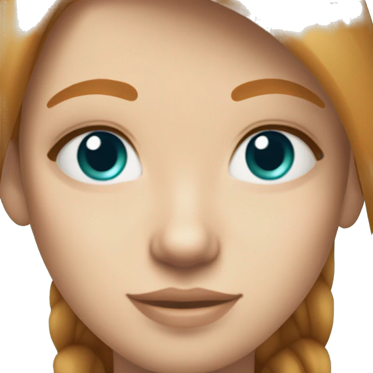 A girl with straight hair ginger hair half head of blonde highlights freckles long lashes teal/blue eyes beautiful face cute nose medium skin tone emoji