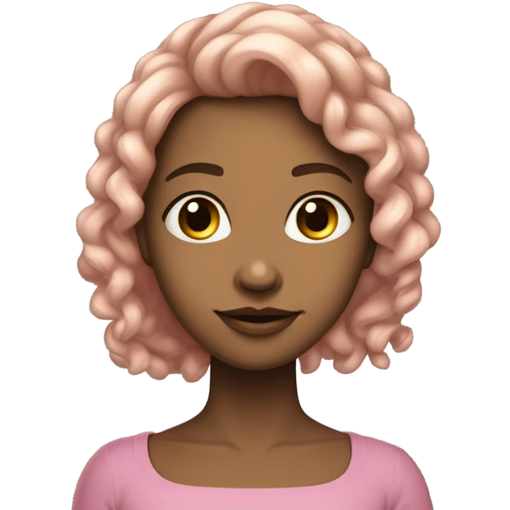 uma menina de cabelo longo liso preto, olho levemente puxado cor de mel, sobrancelha reta e levemente arqueada com boca rosada carnuda emoji