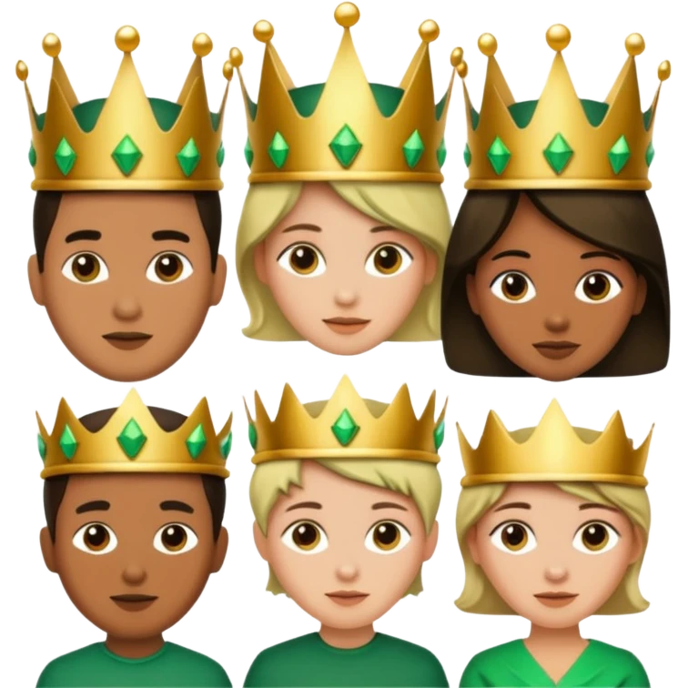 Several people with a crown that unites them with golden and green colours emoji