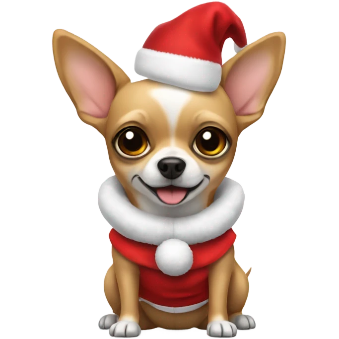 Chihuahua dog with a Santa dress emoji