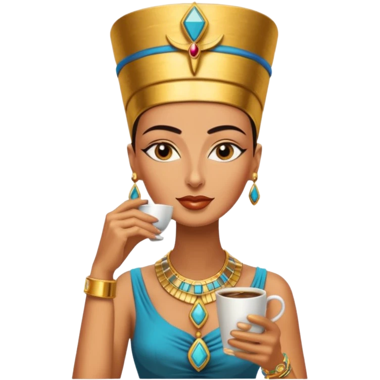 Nefertiti egypt woman drink coffee emoji