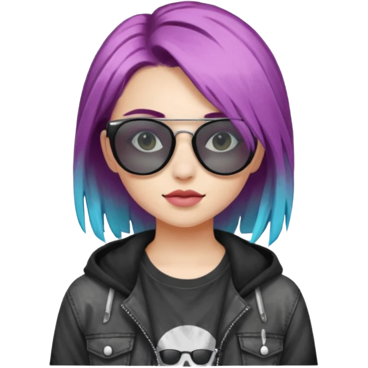stylish teen girl wearing shades and dyed her hair, grunge outfit emoji