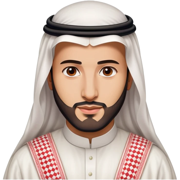 Mohammed bin Salman portrait, young Saudi leader with slight beard wearing formal Saudi thobe and ghutra emoji