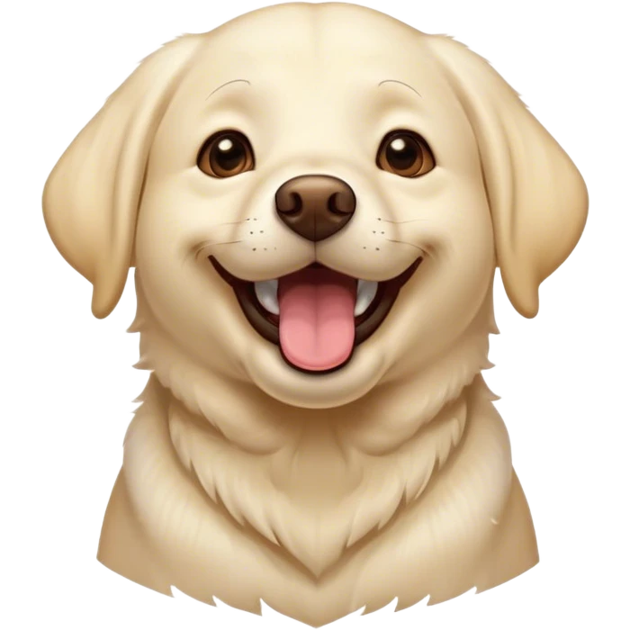 Cinematic Comical Cream Labrador Portrait Emoji, Head tilted dramatically with an exaggeratedly amused expression, featuring a glossy cream Fur with a radiant sheen, wide, expressive warm eyes filled with playful disbelief, Simplified yet hilariously expressive features, highly detailed, glowing with a slightly sassy glow, high shine, dramatic yet playful, stylized with an air of cheeky mischief, bright and endearing, soft glowing outline, capturing the essence of a spirited and over-the-top companion, so meme-worthy it feels like it could side-eye its way into internet fame instantly! emoji