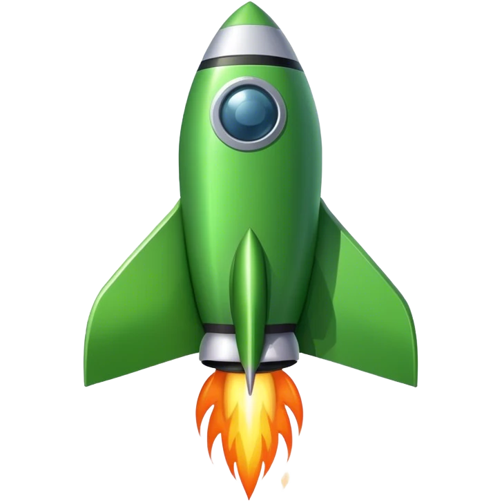 Cinematic realistic 3d green rocket emoji
