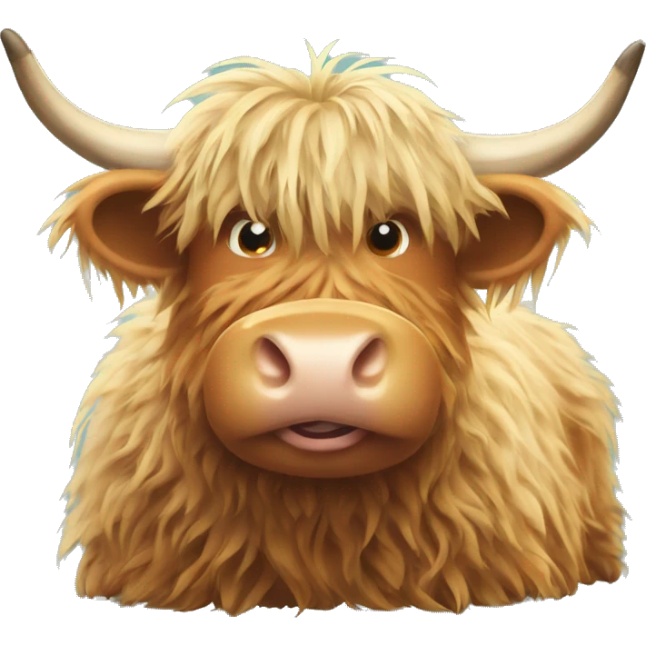 Fluffy highland cows eating hay emoji