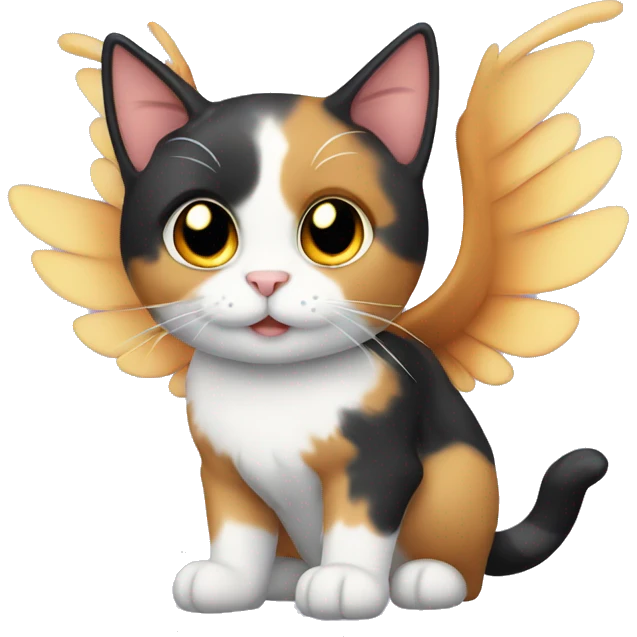 Calico cat with wings emoji