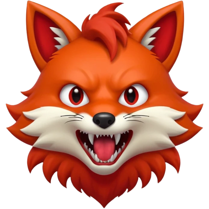 Monster Fox open scary mouth, scary teeth  emoji