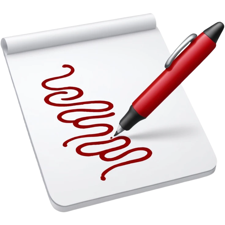 the hand writes with a dark red pen emoji