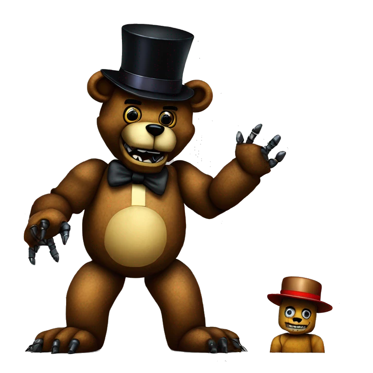 robotic bear with top hat fnaf freddy fazbear animatronic creepy emoji