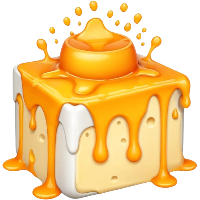gooey cheese melting in a white box emoji