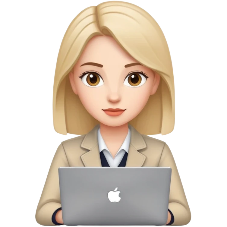 Girl PR specialist with laptop YouTube emoji