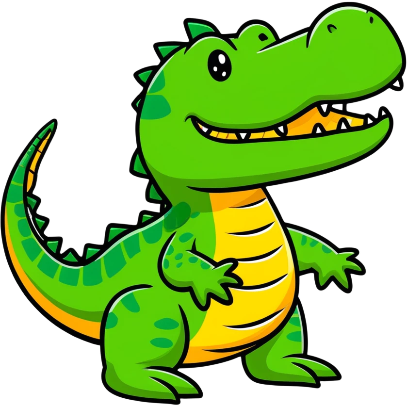 colorful, cartoonish crocodile with a playful, exaggerated expression emoji