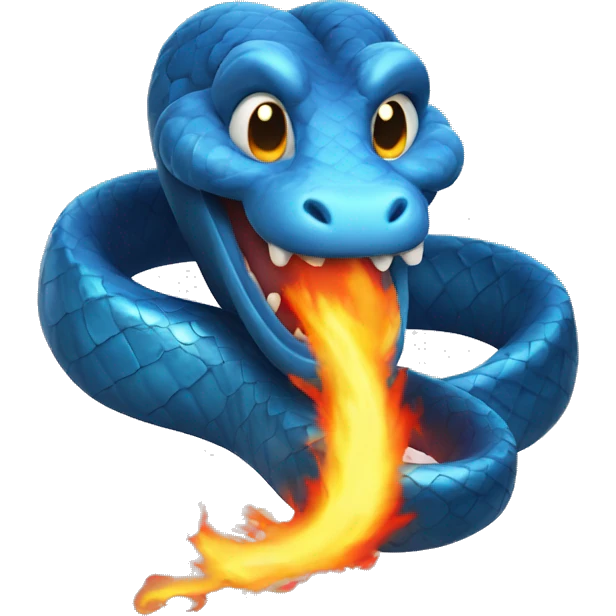 blue snake breathing fire emoji
