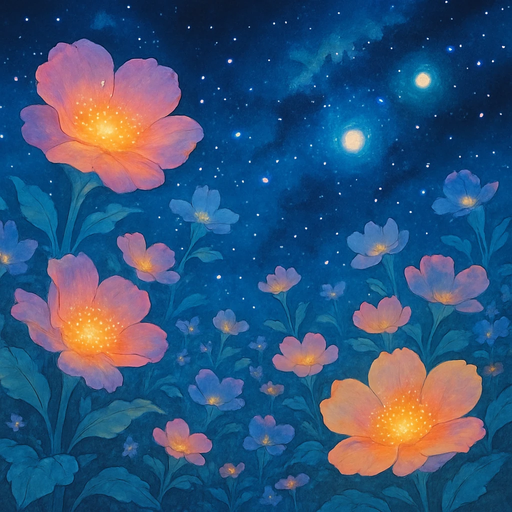 space flowers in ghibli style emoji
