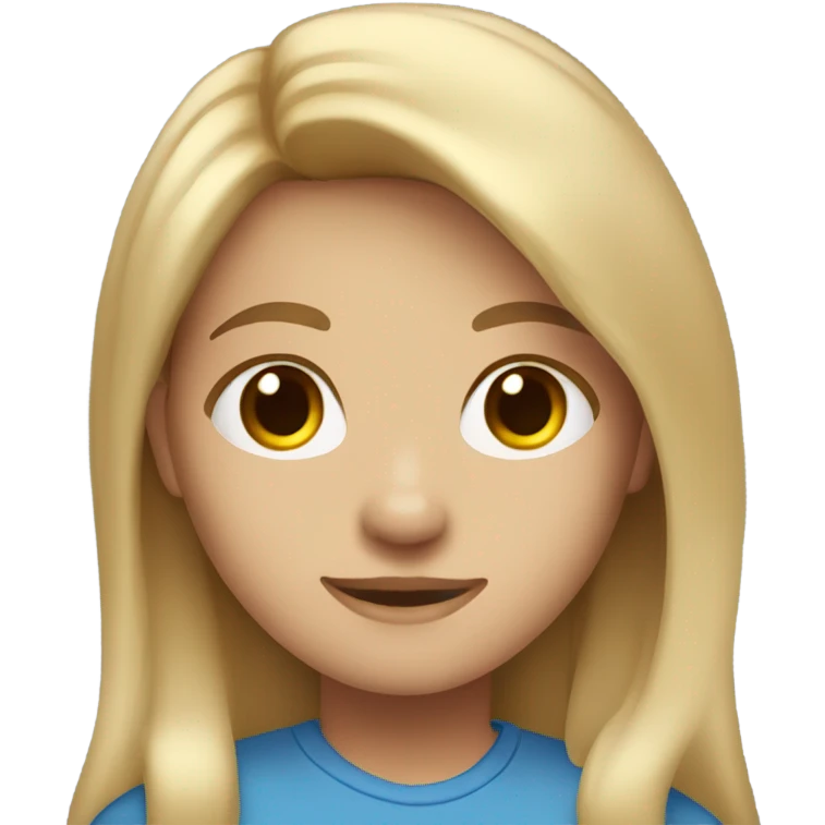 A blond girl with shoulder-length squares and brown eyes in a blue shirt emoji