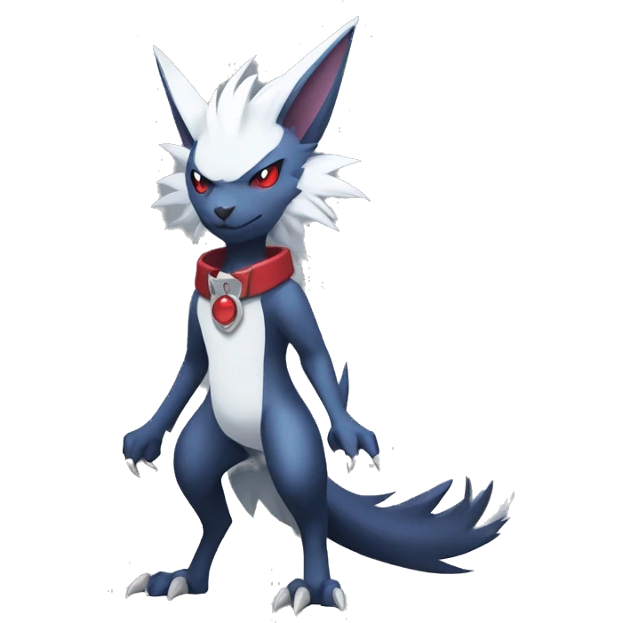 Cool Edgy Nargacuga-Absol-Zangoose-Sneasel-Quilava with a collar on, full body emoji