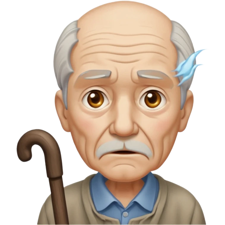 old man with Resentment - bitter indignation at having been treated unfairly - waving cane emoji