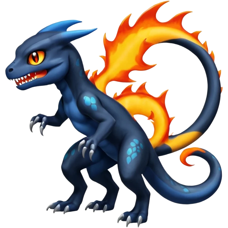 Shiny Duskull-Salandit-Umbreon-Charmeleon-Fakémon-hybrid-creature (full body)  emoji