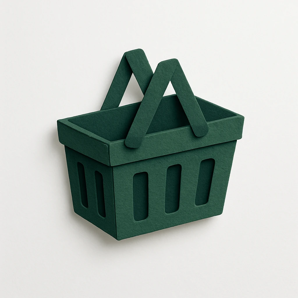 Dark green empty grocery basket isometric emoji