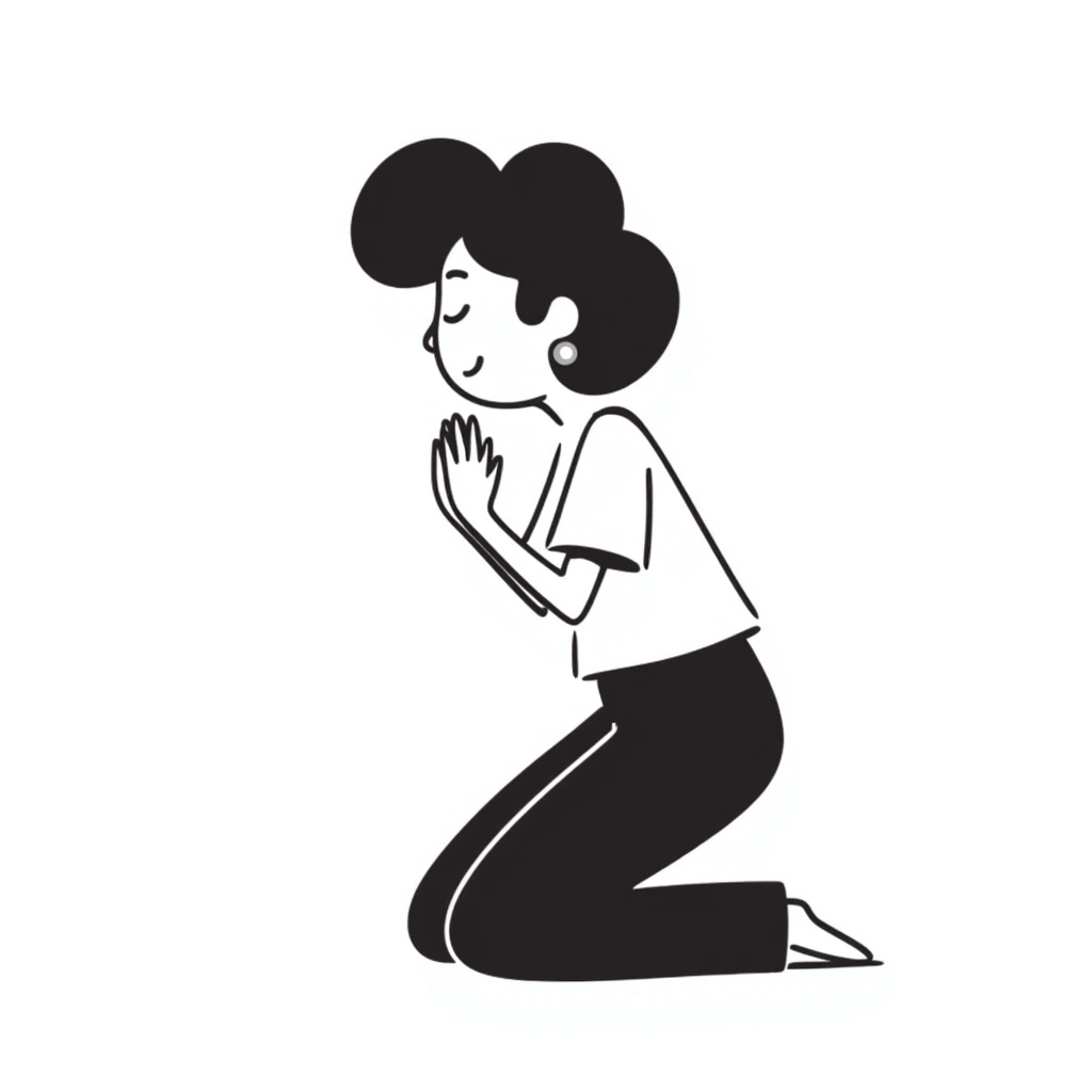 hand-drawn doodle of a person praying emoji