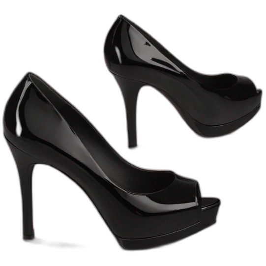 One view back Black Patent Leather Daffodile Platform Heels emoji