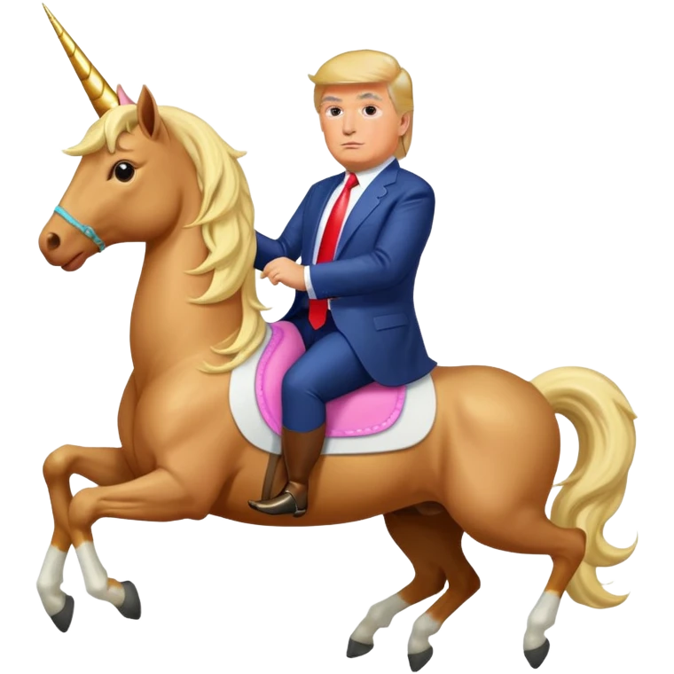 donald trump on a unicorn emoji
