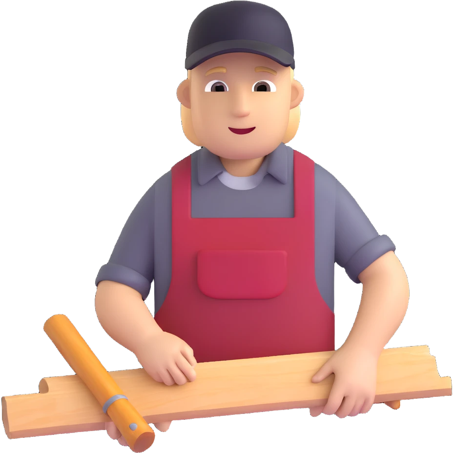 carpenter in workshop with wood emoji