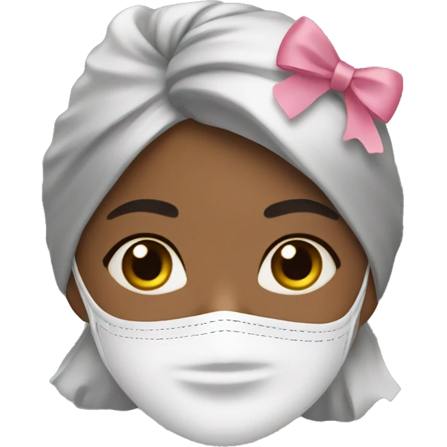 Girl with bows and face sheet mask emoji