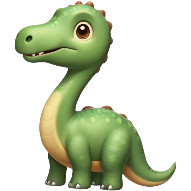 Cinematic Cute Brontosaurus Portrait Emoji, Head tilted playfully with a gentle smile, featuring a charming, massive form with an elongated neck and a small, endearing head adorned with bright, curious eyes, Simplified yet irresistibly adorable features, highly detailed, glowing with a warm, inviting prehistoric glow, high shine, affectionate and lively, stylized with a touch of whimsical ancient charm, soft glowing outline, capturing the essence of a playful Brontosaurus that seems as if it could amble out of the screen into your arms! emoji