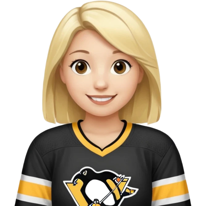Girl blonde with hockey jersey pittburgh penguins emoji