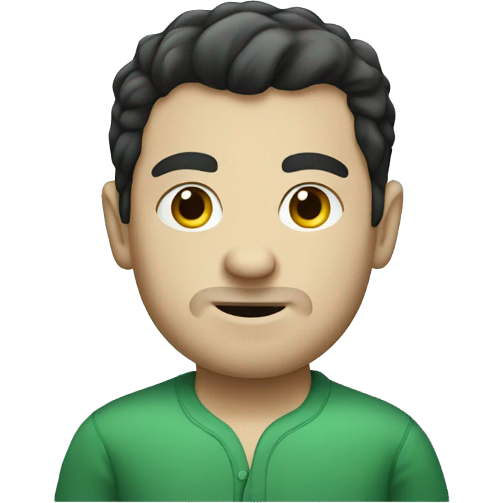 White Man with dark hair in Green pyjamas  emoji