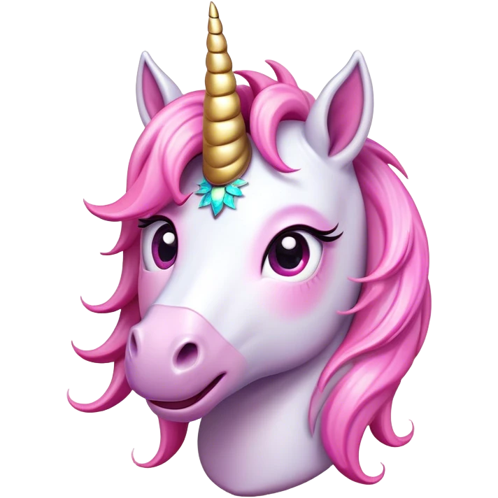 Cinematic Comical Unicorn Pony Portrait Emoji, Head tilted dramatically with an exaggeratedly amused expression, featuring a compact, magically adorned form with a sparkling tiny horn, wide, comically expressive eyes full of playful disbelief, and a subtly animated mane, Simplified yet hilariously expressive features, highly detailed, glowing with a slightly sassy pastel glow, high shine, dramatic yet playful, stylized with an air of cheeky magical mischief, soft glowing outline, capturing the essence of a meme-worthy unicorn pony that looks ready to trot its way into viral fame! emoji