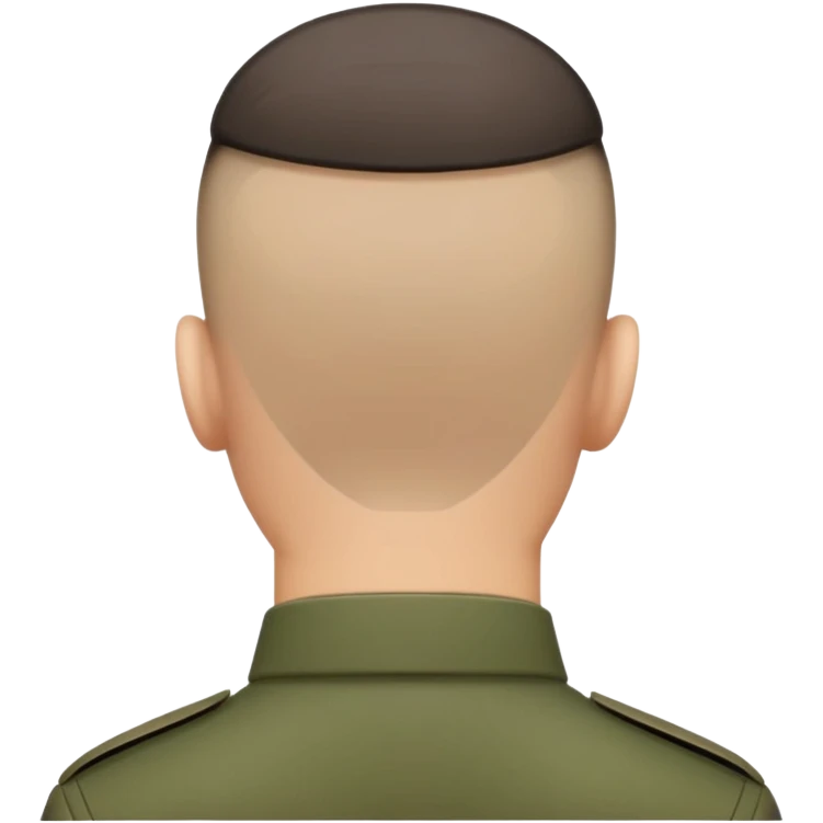 back of soldier's head with military haircut, seen from behind emoji