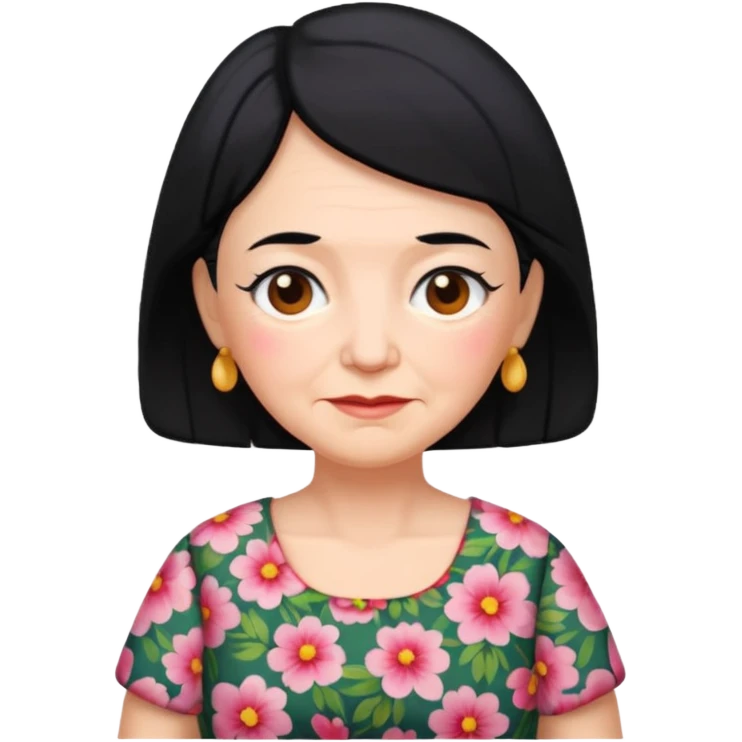 grandmother with black hair half body emoji