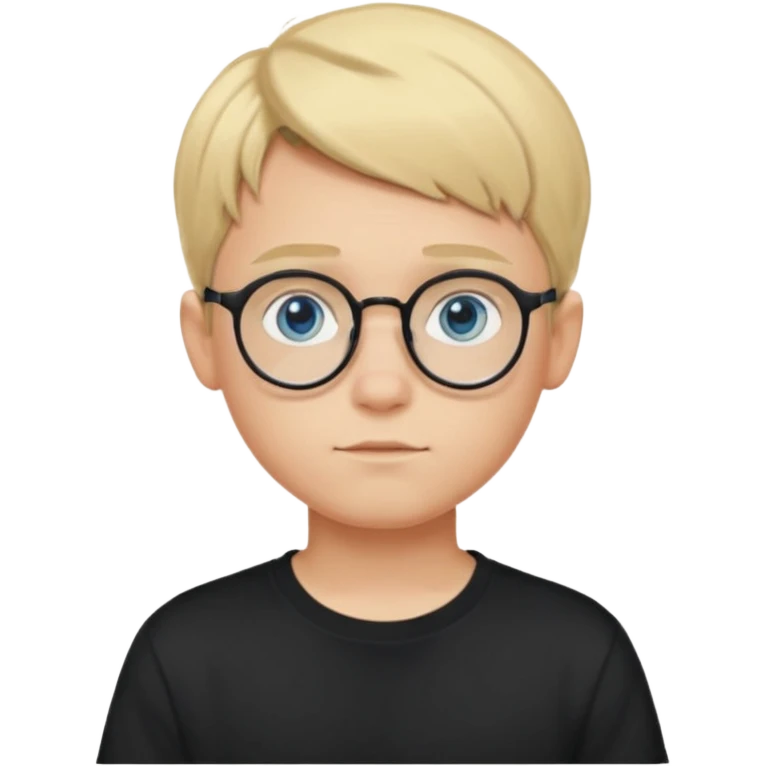 Blonde teen boy with medium short middle parted hair,blue eyes, round Glasses looking judging to the Side emoji