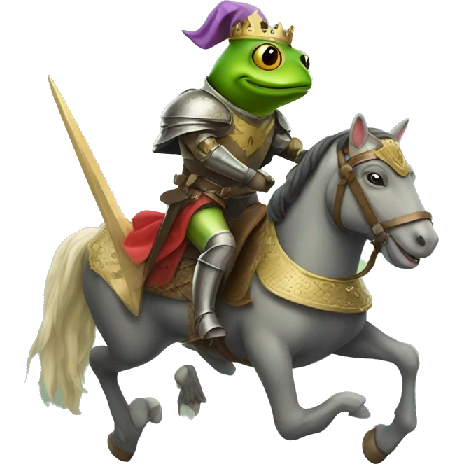 A frog knight riding a horse emoji