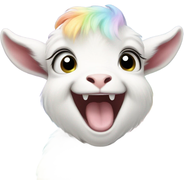Pastel rainbow baby goat who is laughing  emoji