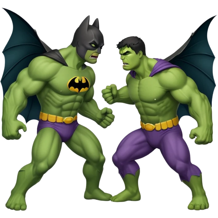Bat man and hulk fighting emoji