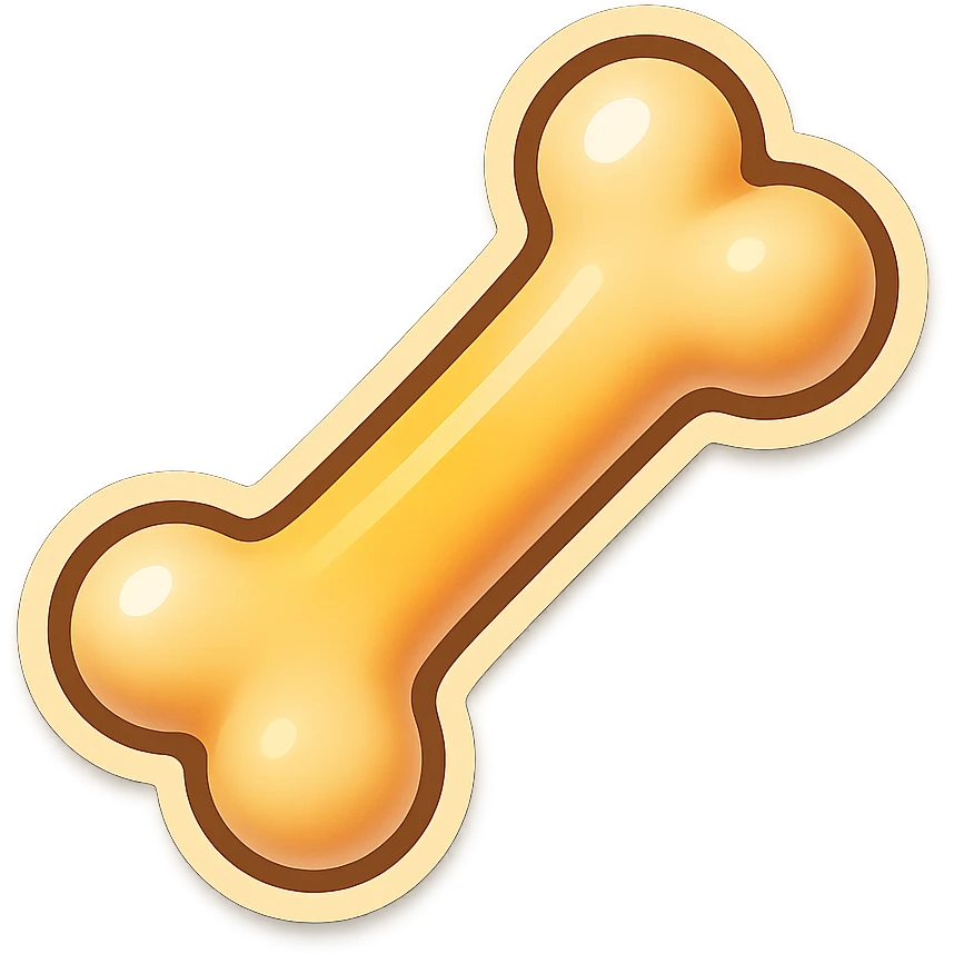 single bone cartoon style sticker, simple and clear, no text emoji