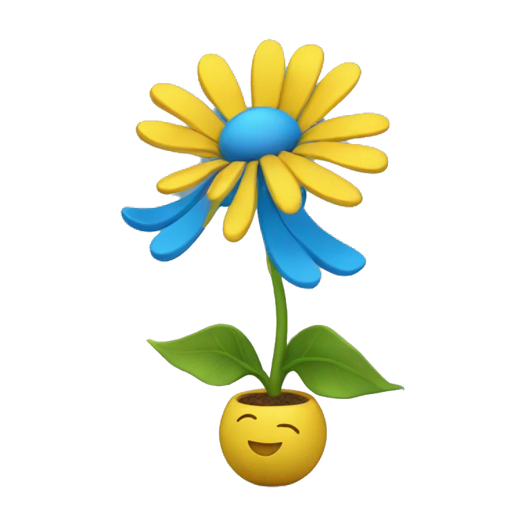 yellow flower with 3d blue body dancing emoji
