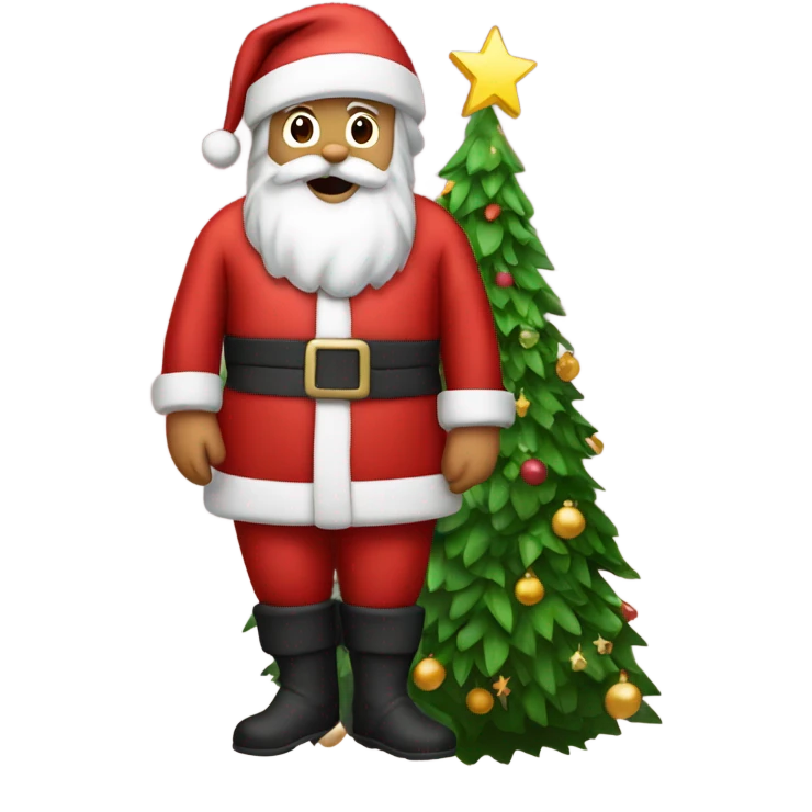 santa around a christmas tree emoji
