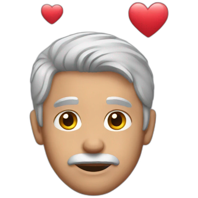 Man with gray hair giving valentine heart  emoji