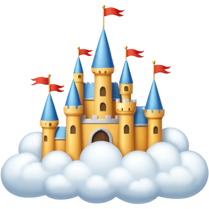 Cloud Castle – White castle resting on fluffy clouds emoji