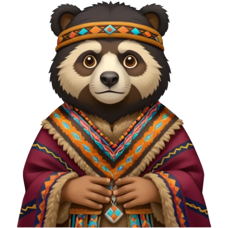 Spectacled bear wearing Inca Cusco attire with the costume of Manco Capac emoji