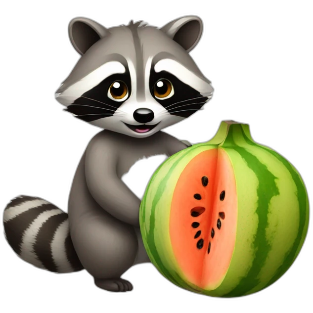 Racoon with 2 melon emoji